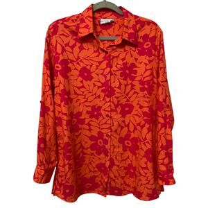 Jaclyn Smith Classic Women’s Blouse Sz Medium Linen Blend Medium Pink/Orange